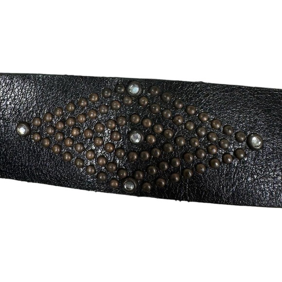 Steve Madden Western Embellished Black Leather Belt Medium Stud Rodeo Bling - Picture 6 of 7